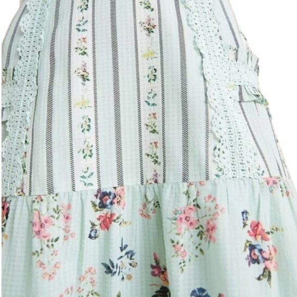 Anthropologie Hemant & Nandita Amour Floral Mint Green Lace Midi Skirt XS - Picture 4 of 8